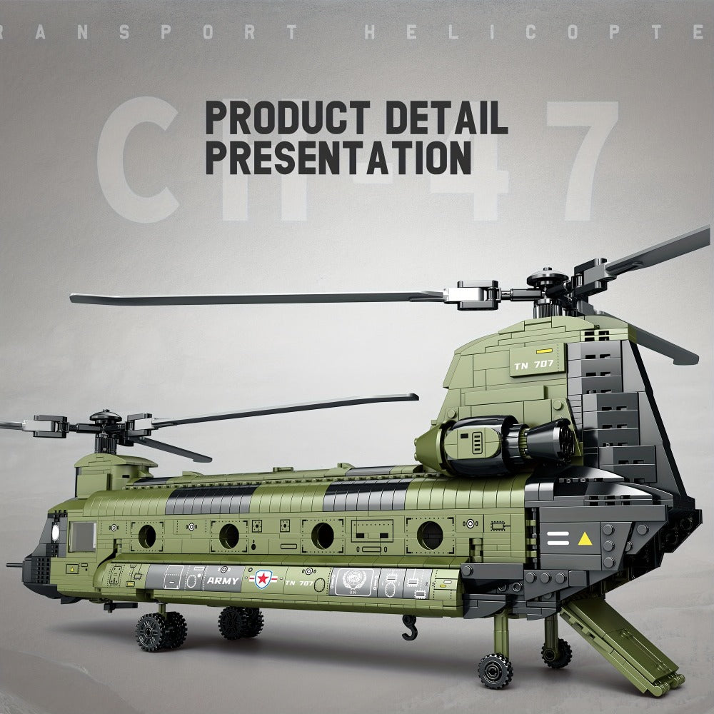 CH-47 Chinook Helicopter Building Set, 1,622-Piece MOC Model