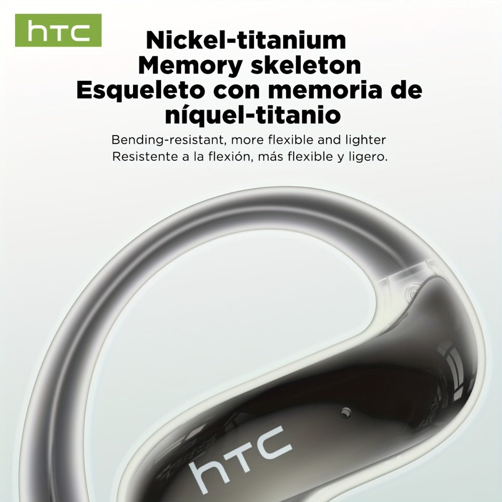 HTC NE19 AI Translation Earbuds TWS 134 Languages, Open-Ear Wireless Bluetooth 5.4 HiFi Audio, Long Battery Life Hands-Free Earphones for Travel Business Sports Casual Daily Use