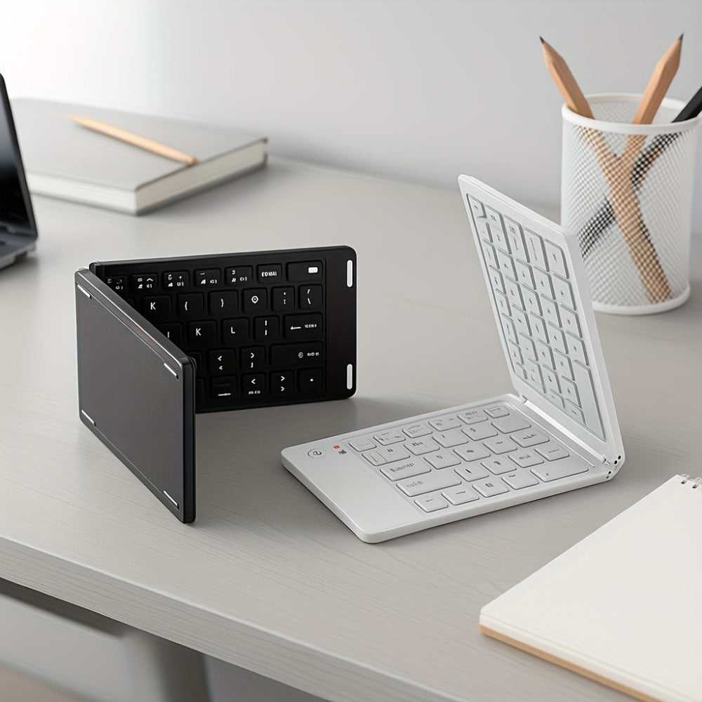 7.3mm Ultra-Slim Magnetic Wireless Keyboard Rechargeable Foldable Compact Bluetooth Keyboard with Media Hotkeys for Computer Desktop PC Laptop Smart TV iOS Android Windows