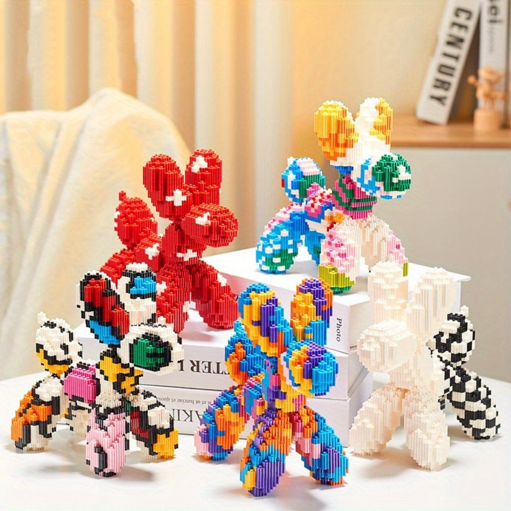 Balloon Dog Building Blocks Set, Pop Art Brick Sculpture Display Model, 5 Color Options