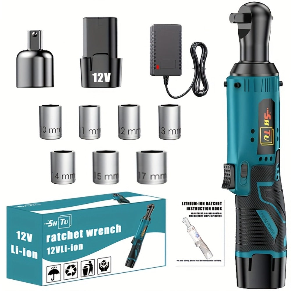 12V Brushless Electric Ratchet Wrench Set with Battery & Quick Charger – Wireless Car Repair Tool Kit for Home & Auto, Holiday Gift for Men