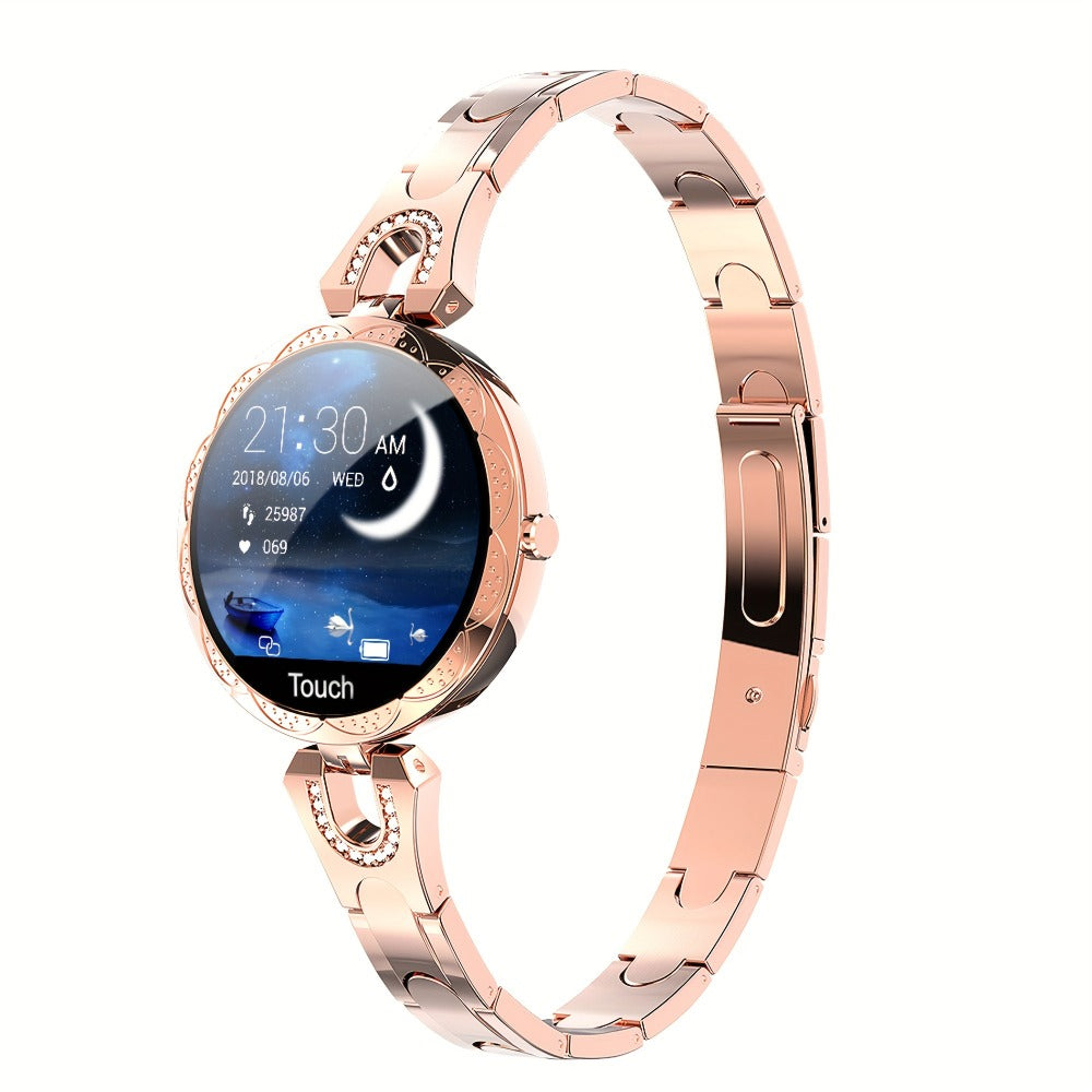 Diamond Rhinestone Smartwatch for Women Bling Luxury Chic Design 1.09 Inch Full Touch Screen Calling 100 Sport Modes Step Calorie Heart Rate Sleep Tracker Statement Jewelry Watch Gift for Her Blue