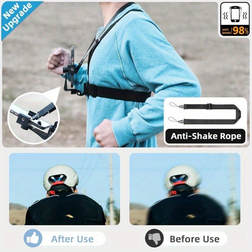 Chest Mount Harness for GoPro Hero 13 12 11 10 9 8 – Adjustable POV Chest Strap for Insta360 X4 X3 DJI Osmo Action 4 3 iPhone Samsung Phone – Hands-Free Camera Holder for Bike Kayak Fishing Hiking Vlog