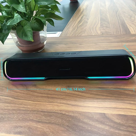 Bluetooth 5.0 Soundbar with RGB Lights, AUX, TF Card, USB Playback & FM Radio