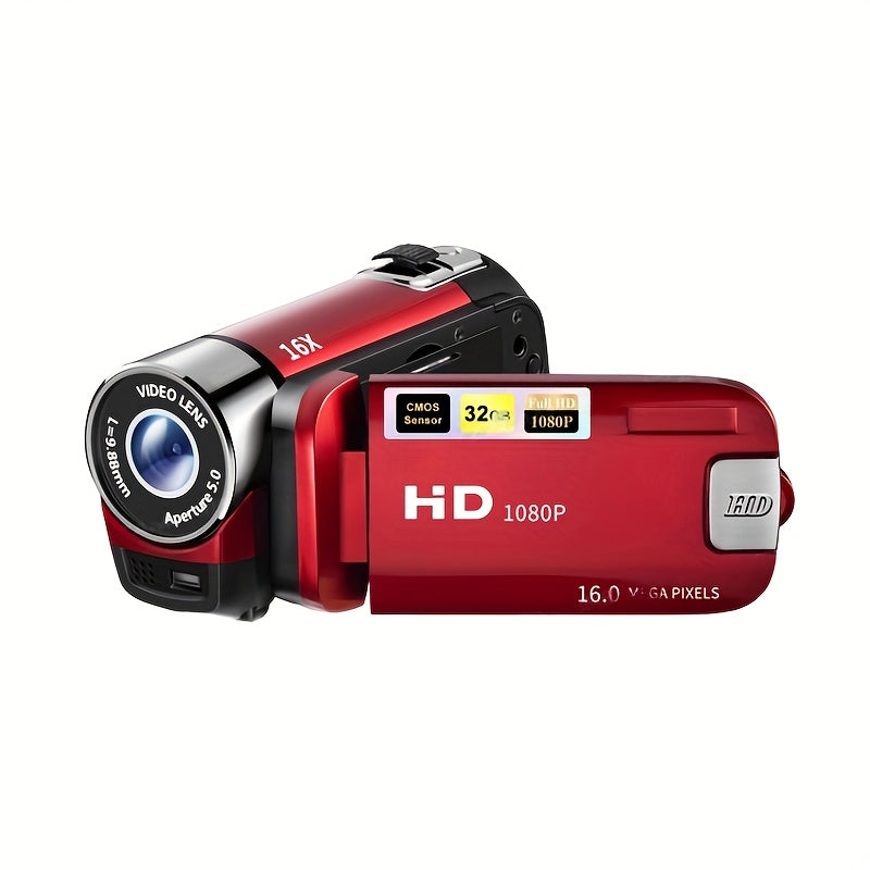 Portable 1080P Digital Camcorder with Rotating Screen & 32G Memory Card | Rechargeable Battery, Selfie Support, Compact Travel Video Camera for Vlogging, Family Gatherings & Everyday Recording