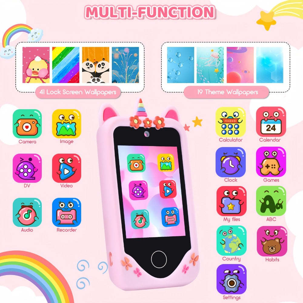 Kids Toy Phone with Touchscreen and Dual Camera, Pink or Purple Options