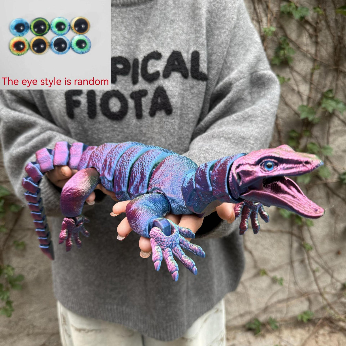 Giant Lizard Figurine 21 Inch 3D Printed – Realistic Reptile Animal Model Openable Mouth Easy 3-Part Assembly 7 Color Styles, Desk Decor Unique Gift for Kids Adults Reptile Lovers