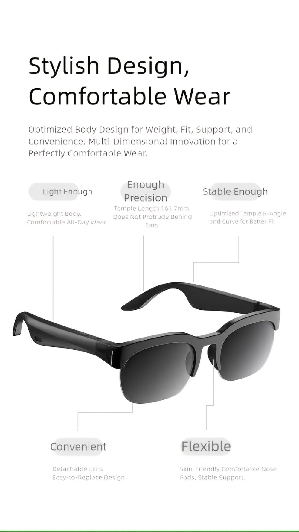 Real-Time Translation Glasses with AI Meeting Summarization – 160 Languages, Wearable AI Translator for Business Travel, Conferences & Daily Use, Lightweight Unisex Smart Eyewear for Men & Women