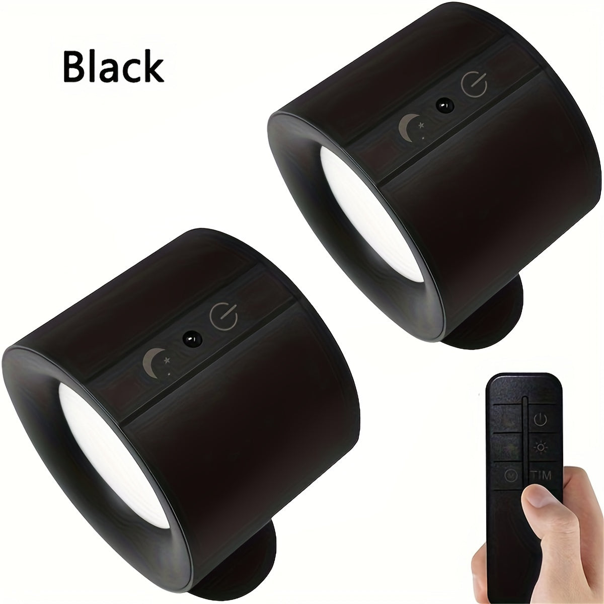 Rechargeable Magnetic LED Wall Sconce 360° Rotatable – Touch & Remote Control 3 Color Temps Dimmable USB-C Wireless Wall Light for Bedroom Hallway Stairs Reading – 2 Pack Black/White