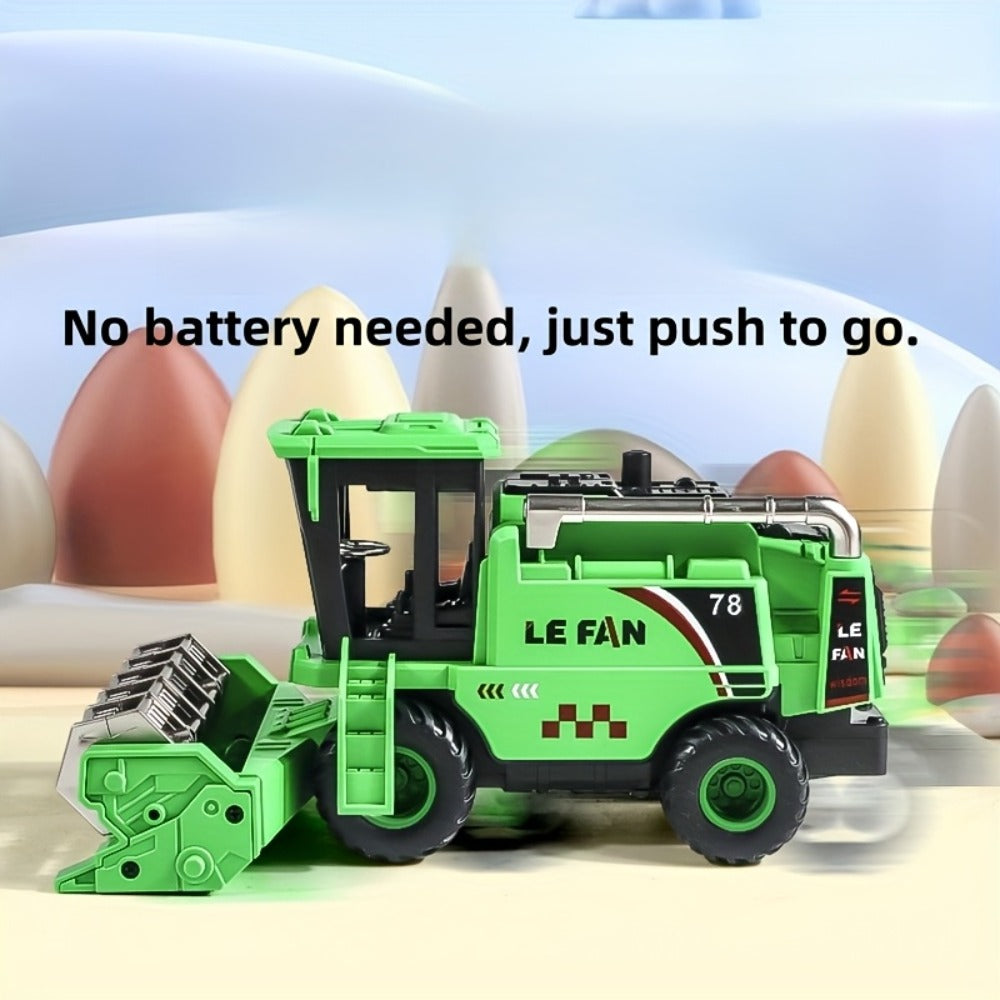 Wheat Harvester Toy Car – Friction Powered Farm Vehicle Model for Kids, Green