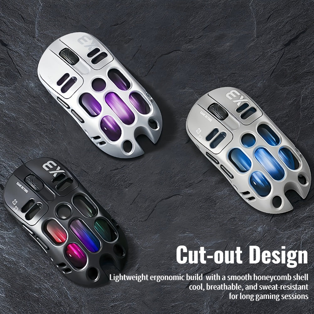 Bluetooth 5.0 2.4G Dual Mode Wireless RGB Gaming Mouse Silent 6 Button Ergonomic USB-C Rechargeable Breathing Light for PC Laptop Mac Tablet Office Gaming Tech Black Star Black White Gray