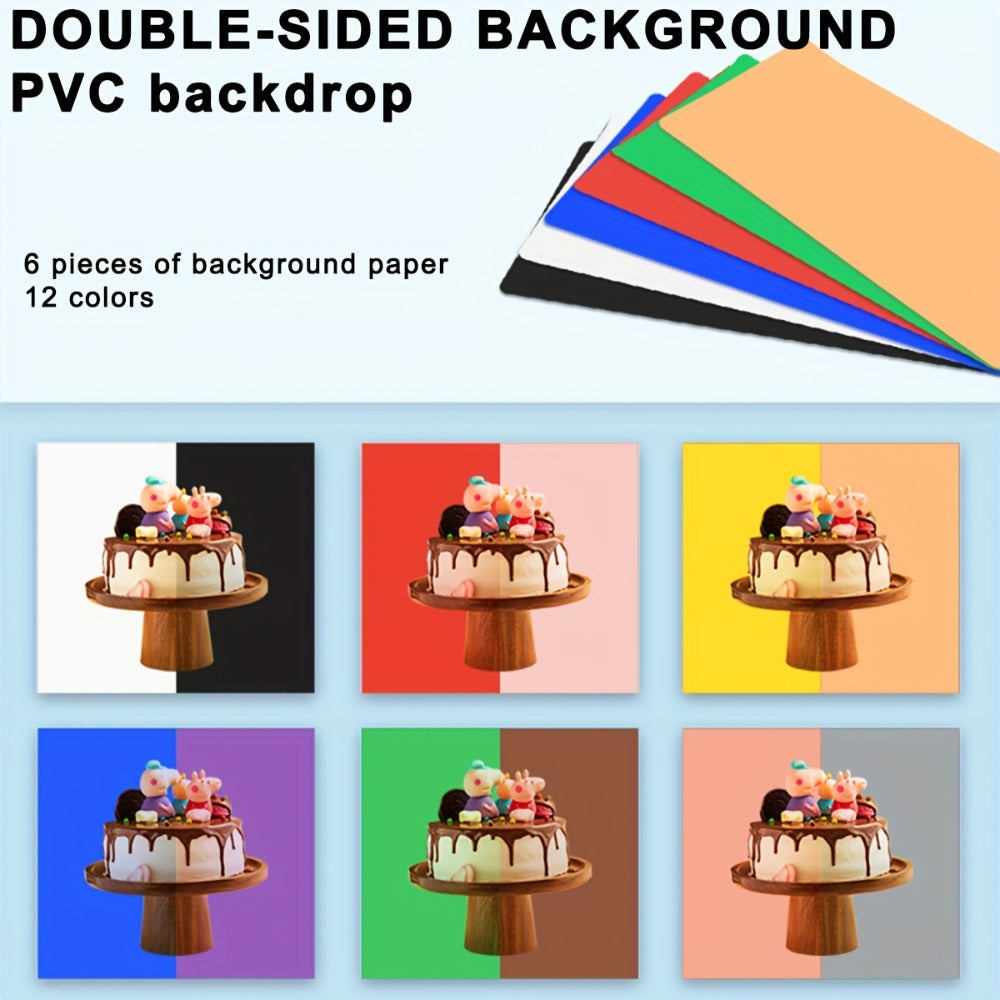 LED Photo Studio Light Box Folding Photography Shooting Tent with 12 Color Backdrops, Portable Product Photography Lightbox for Jewelry Cosmetics Figures, 16x16 & 12x12 Inch