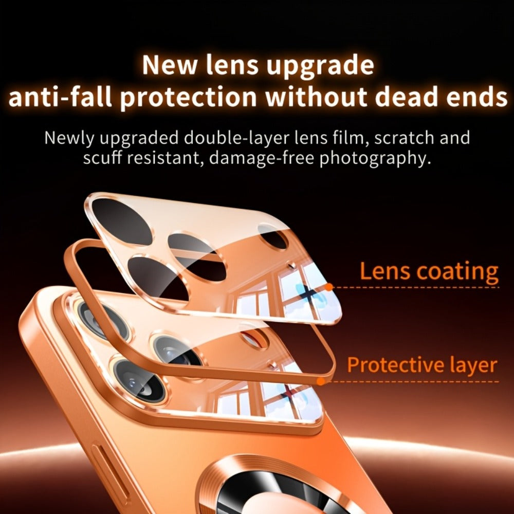 Titanium Matte iPhone Case Magnetic Wireless Charging Shockproof Glass Lens Cover for iPhone 17 Pro Max 17 Pro 17 Air 17 16 Pro Max 16 Pro 16 Plus 16 15 Pro Max 15 Pro 15 Plus 15 14 Pro Max 14 Pro 14 Plus 14