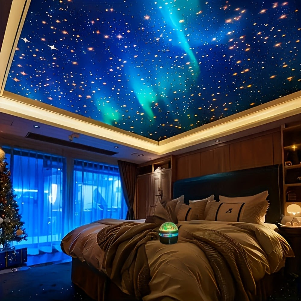 Aurora Borealis Star Projector with Remote – 7 Lighting Effects Galaxy LED Night Light for Bedroom, Camping, Wedding, Party, Halloween & Christmas Decoration