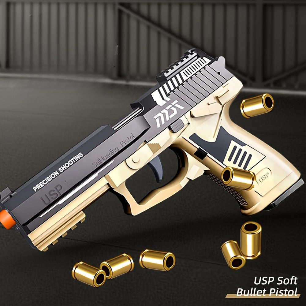 USP Soft Clip Toy Gun Pistol with Continuous Shooting – 100 Bullets & 2 Magazines Rapid Fire Foam Blaster for Kids Boys Girls Ages 6+, Outdoor Shooting Game Halloween Thanksgiving Christmas Birthday Gift