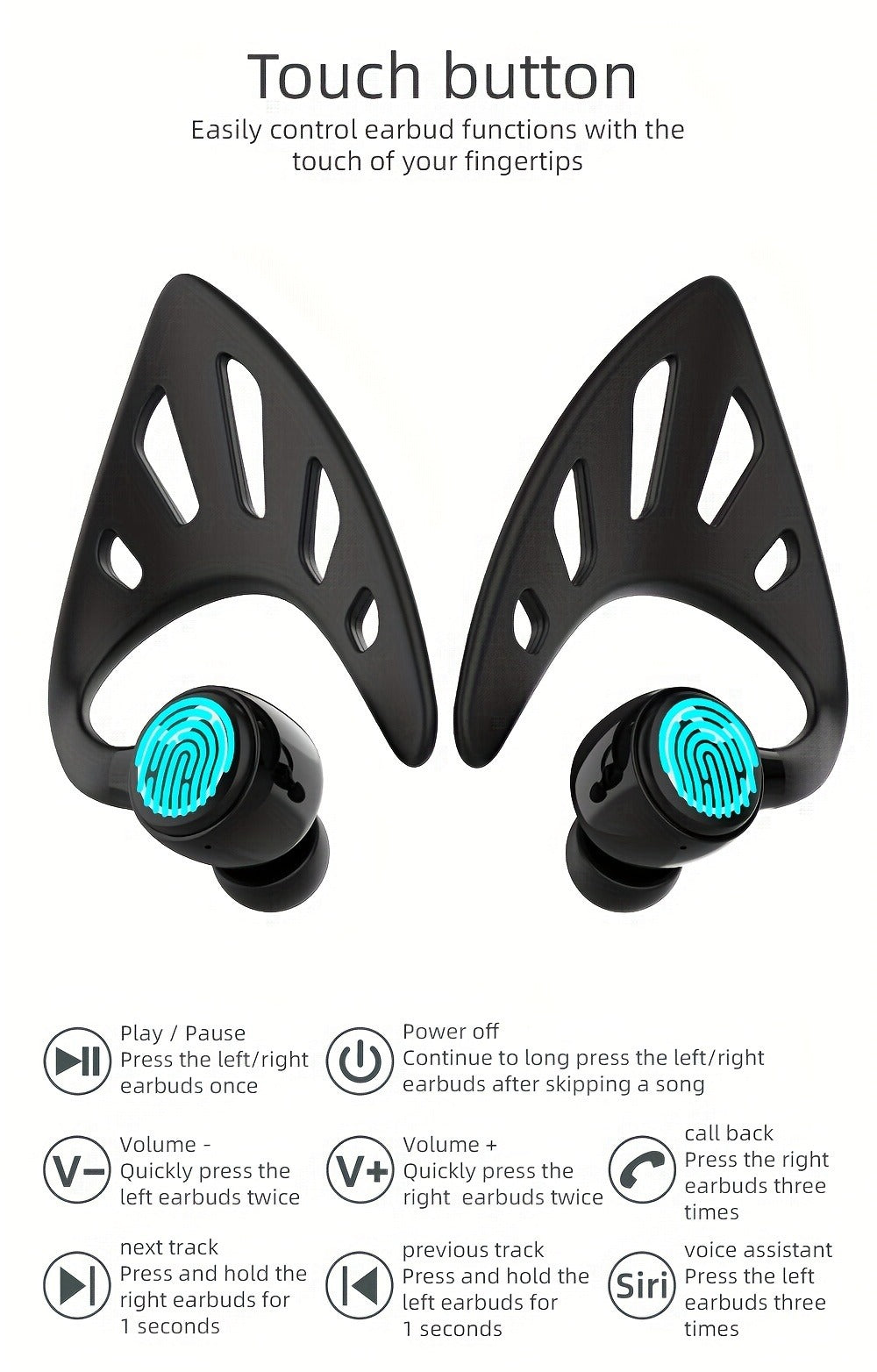 Anime TWS Wireless Earbuds Bluetooth Couple Matching Headphones HD Sound Touch Control Compatible iOS Android Valentine's Day Birthday Holiday Gift Black Green White