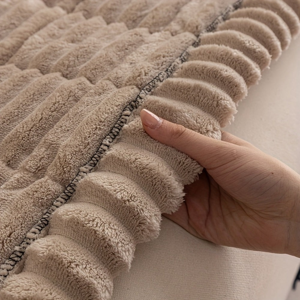 Sofa Cushion Cover Plush Velvet Washable Seat Pad Wavy Edge Soft Kapok Filling for Couch Loveseat 1 2 3 4 Seater — Easy Install Home Decor Protection