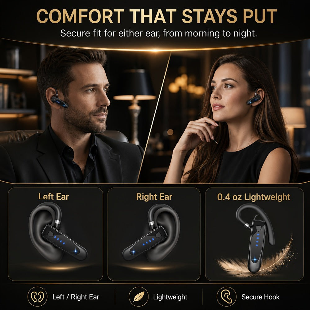 Trucker Bluetooth Headset 29H Playtime 180H Standby, Handsfree Earpiece with Mic Dual Device Connection, Wireless Headset for Driver Office Compatible with iPhone Android Samsung Laptop