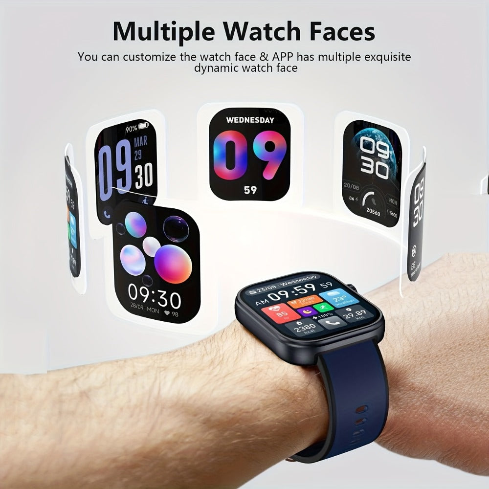 Smart Bracelet Smartwatch 1.83" Full Touch – Wireless Calling, Message Notifications, Fitness & Multi-Sport Tracker, Heart Rate Monitor – Unisex Android & iPhone Watch Jet Black Pink Silver