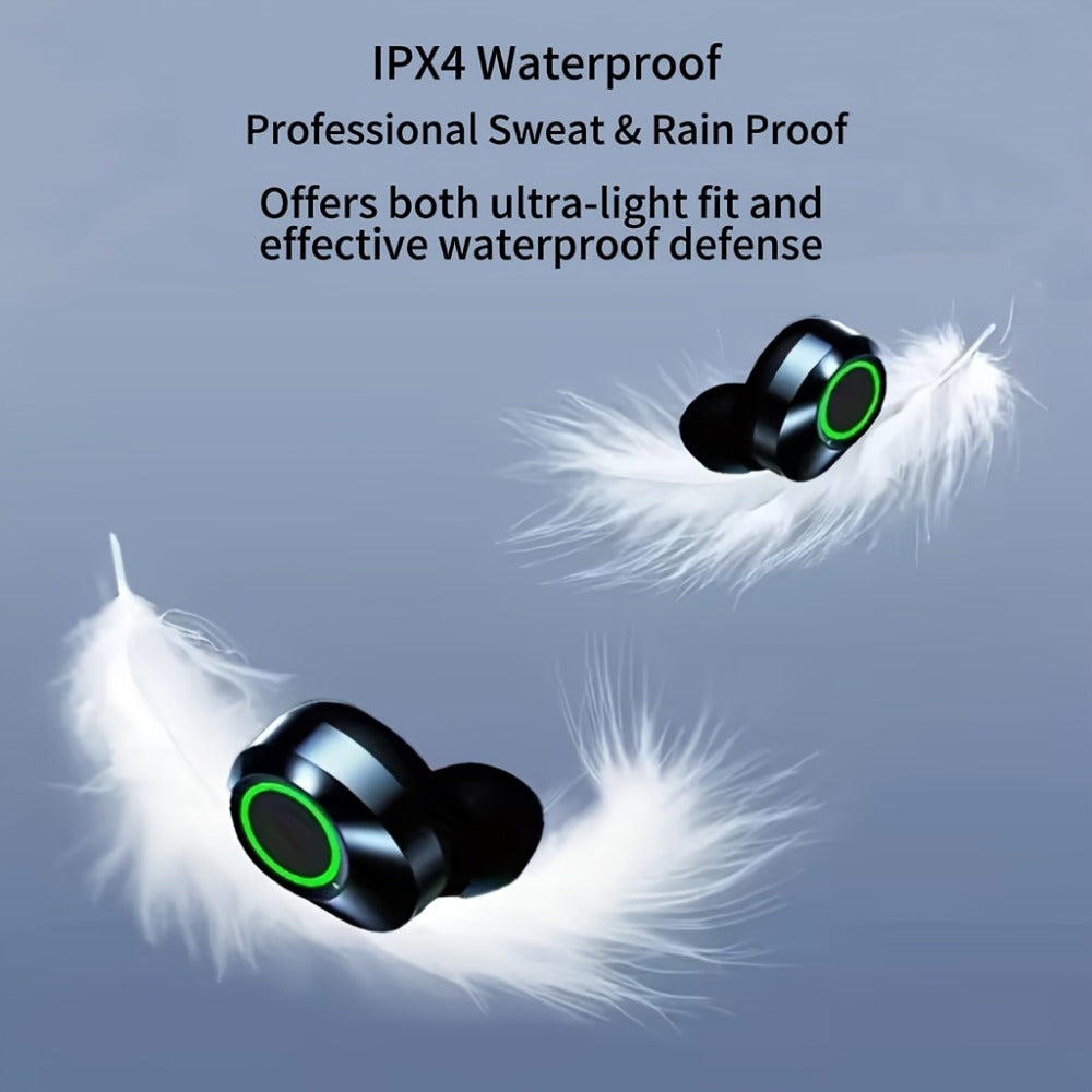 YD03 Digital Display Charging Case Wireless Earbuds, IPX4 Waterproof HD Stereo Touch Control Type-C, Comfortable In-Ear Sport Earphones for Sports Music Gaming Work iPhone Android