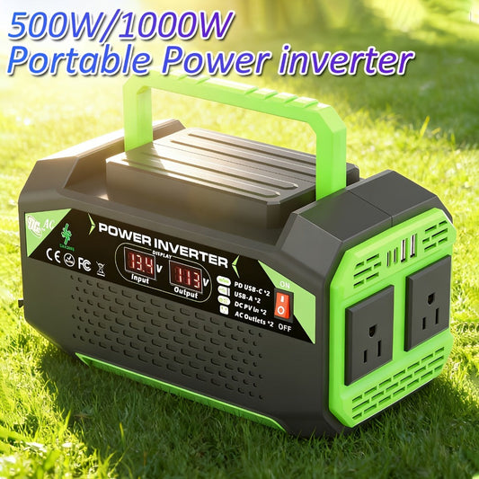 Car Power Inverter, DC 12V to AC 110V with LCD, USB-A and USB-C Ports