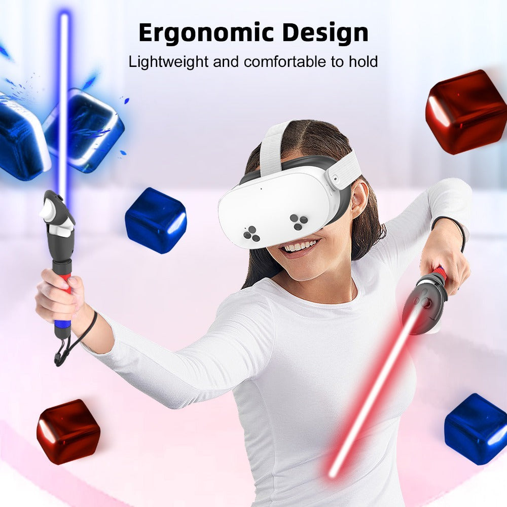 Meta Quest 3S Controller Handle Extension Grips – 3-in-1 VR Handle Attachments for Beat Saber, Golf+, Tennis & More, Anti-Slip ABS Grip with Safety Wire, Compatible with Meta Quest 3S & Quest 3