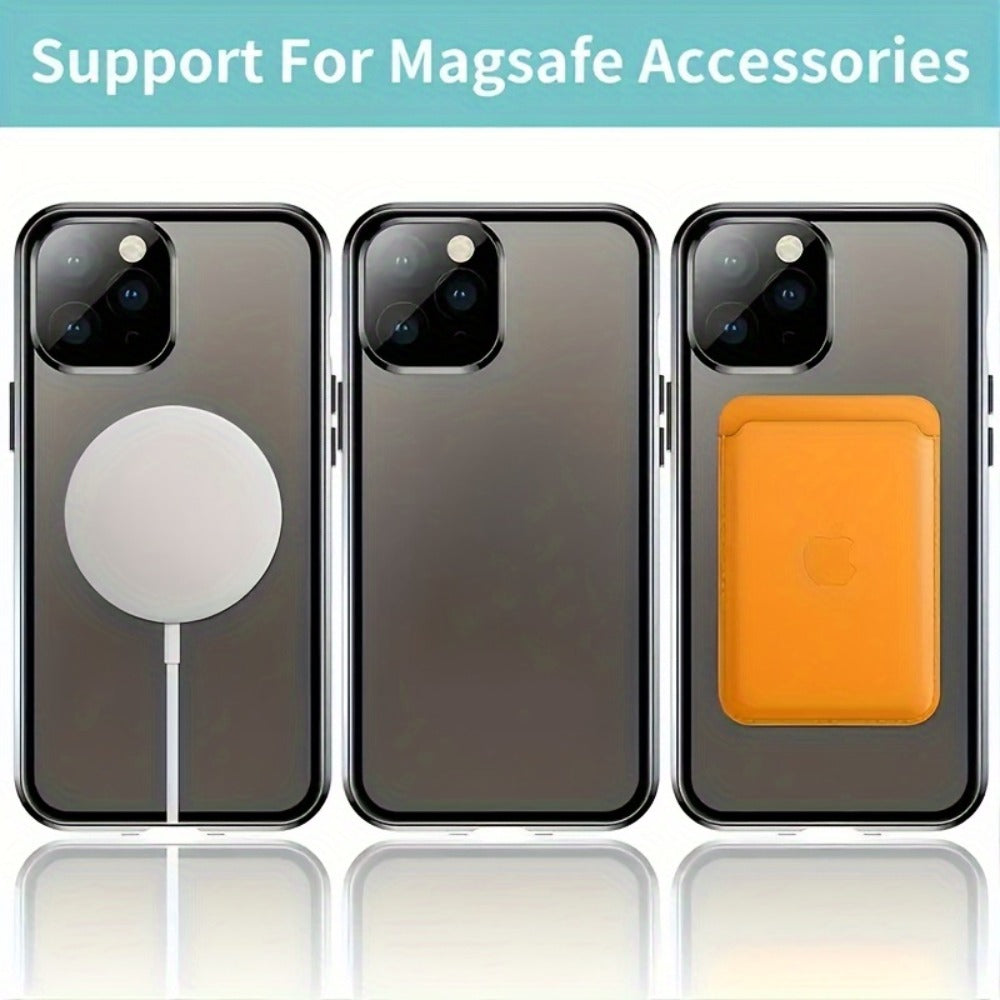 Double-Sided Glass iPhone Case with Stand 2-Piece Set Magnetic 360 Metal Frame Privacy Safety Lock Lens Protection for iPhone 16 Pro Max 16 Pro 16 Plus 16 15 Pro Max 14 Pro Max