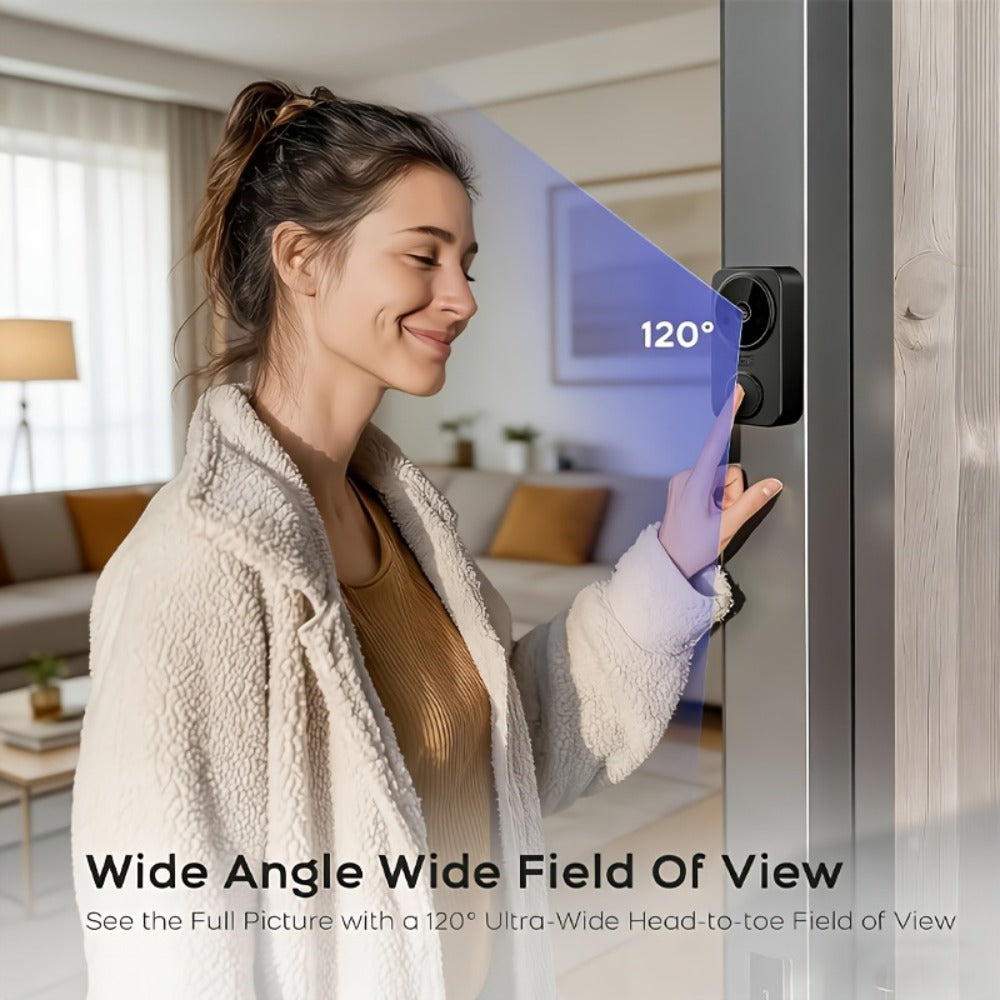 No WiFi Video Doorbell with 4.3" Indoor Monitor 1080P FHD – 120° Wide Angle, 850nm Night Vision, Two-Way Video Intercom, 2-Month Battery, SD Card Storage up to 256GB, One-Key Setup, Black