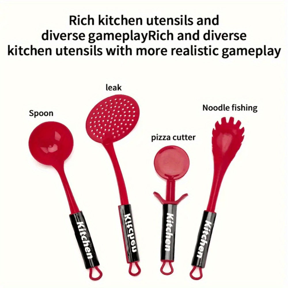 Pretend Play Kitchen Set for Kids – 51PCS Toy Cooking Utensils, Tableware & Play Food, Simulation Kitchen Playset for Toddlers Boys & Girls, Birthday Christmas Halloween Gift