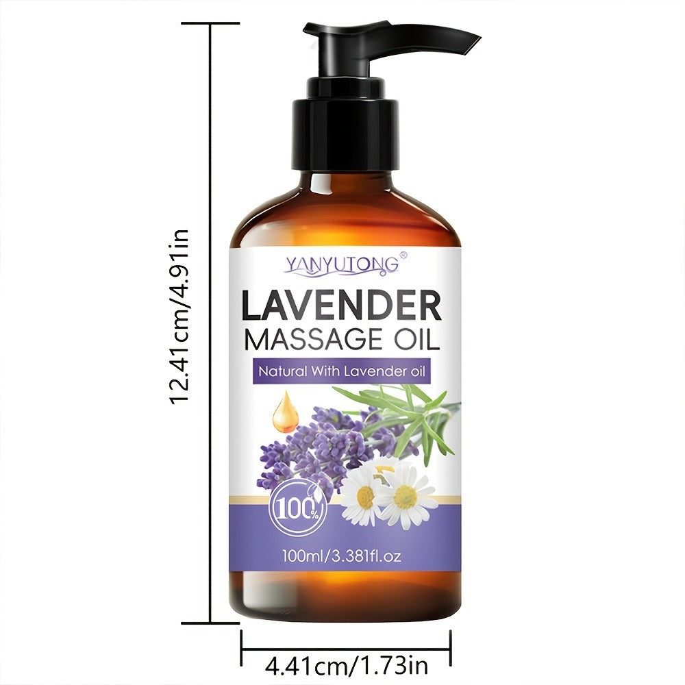 Lavender Massage Oil for Body 3.38oz — Natural Nourishing & Hydrating Formula for All Skin Types, Calming Aromatherapy, Couples Massage Oil, Gentle Non-Irritating Skincare Gift for Women
