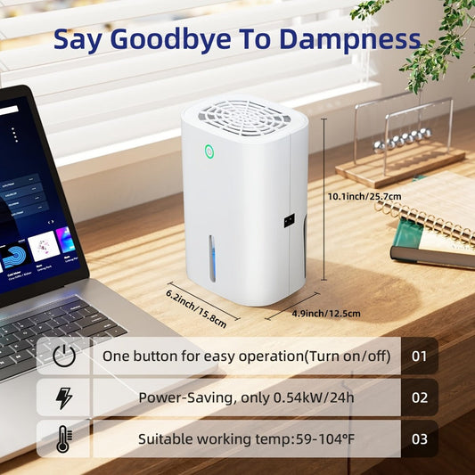 Mini Peltier Dehumidifier with 27 fl oz Tank and Full-Tank Auto Shut-Off, White