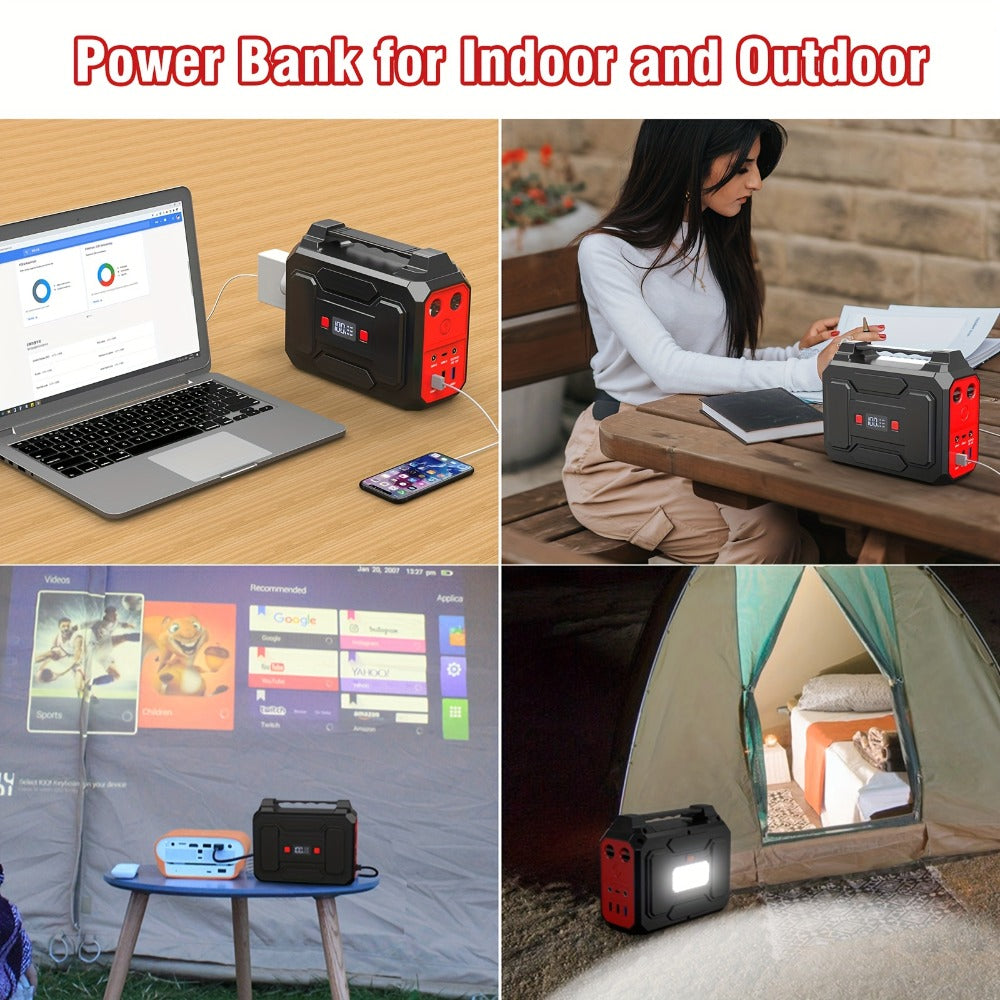 300W Portable Power Station Solar Generator with AC Outlet, DC & USB Outputs, LED Flashlight, Built-in Cooling Vents – 256Wh Lithium-Ion Battery for Camping, RV, Emergency Home Backup, Outdoor Adventures
