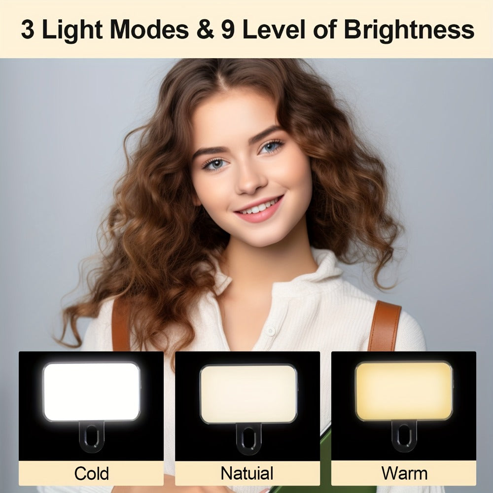 Clip-On LED Fill Light for Phone Laptop Tablet Mini Portable Selfie Light for Video Conferencing Live Streaming Makeup Photography Battery Powered Compact Clip Light