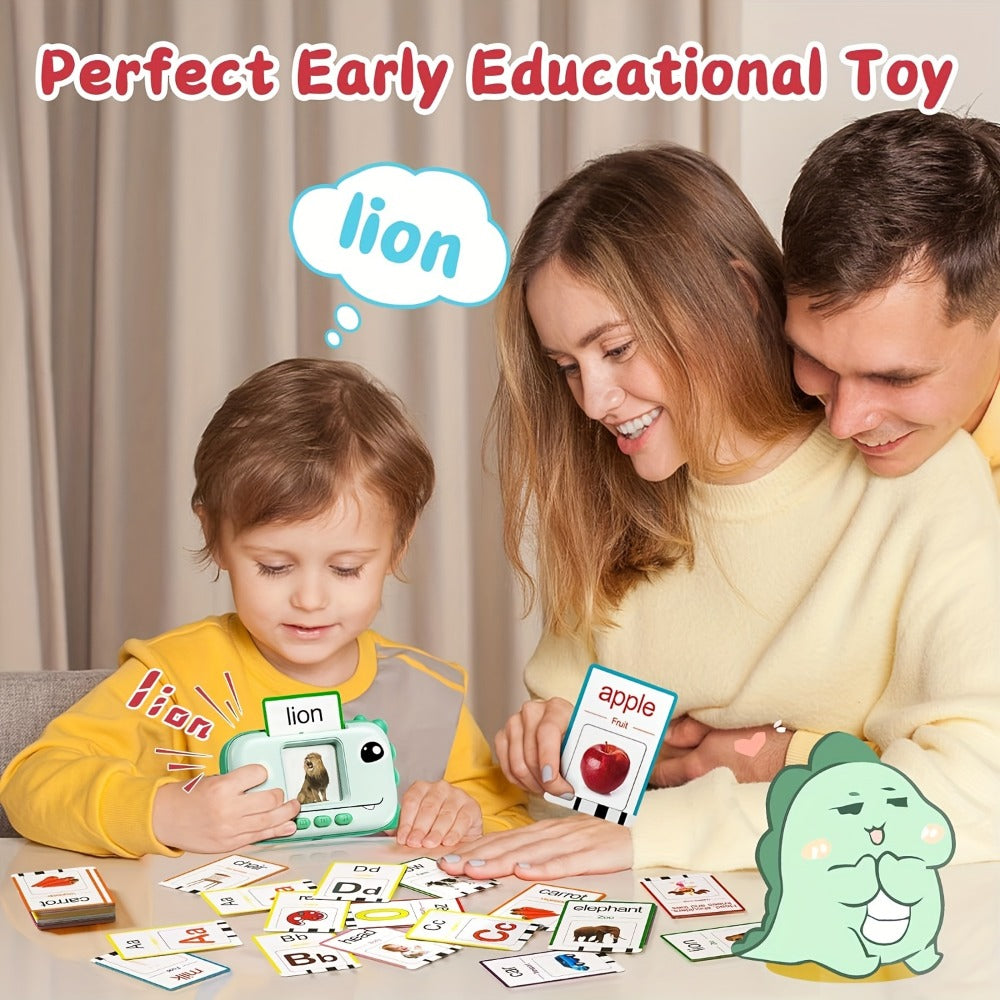 Talking Flashcard Machine for Toddlers 160 Words — Portable Word Card Reader Kids Ages 1-4 Dinosaur Unicorn Style Speech Vocabulary Learning Toy Gift Boys Girls