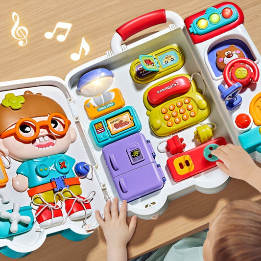 Busy Board Car with 54 Listed Activities, Zippers, Buckles and Locks