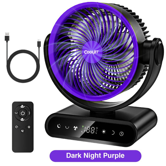 Camping Fan with LED Light and Remote, 9-Inch, 20,000 or 40,000mAh Battery Options