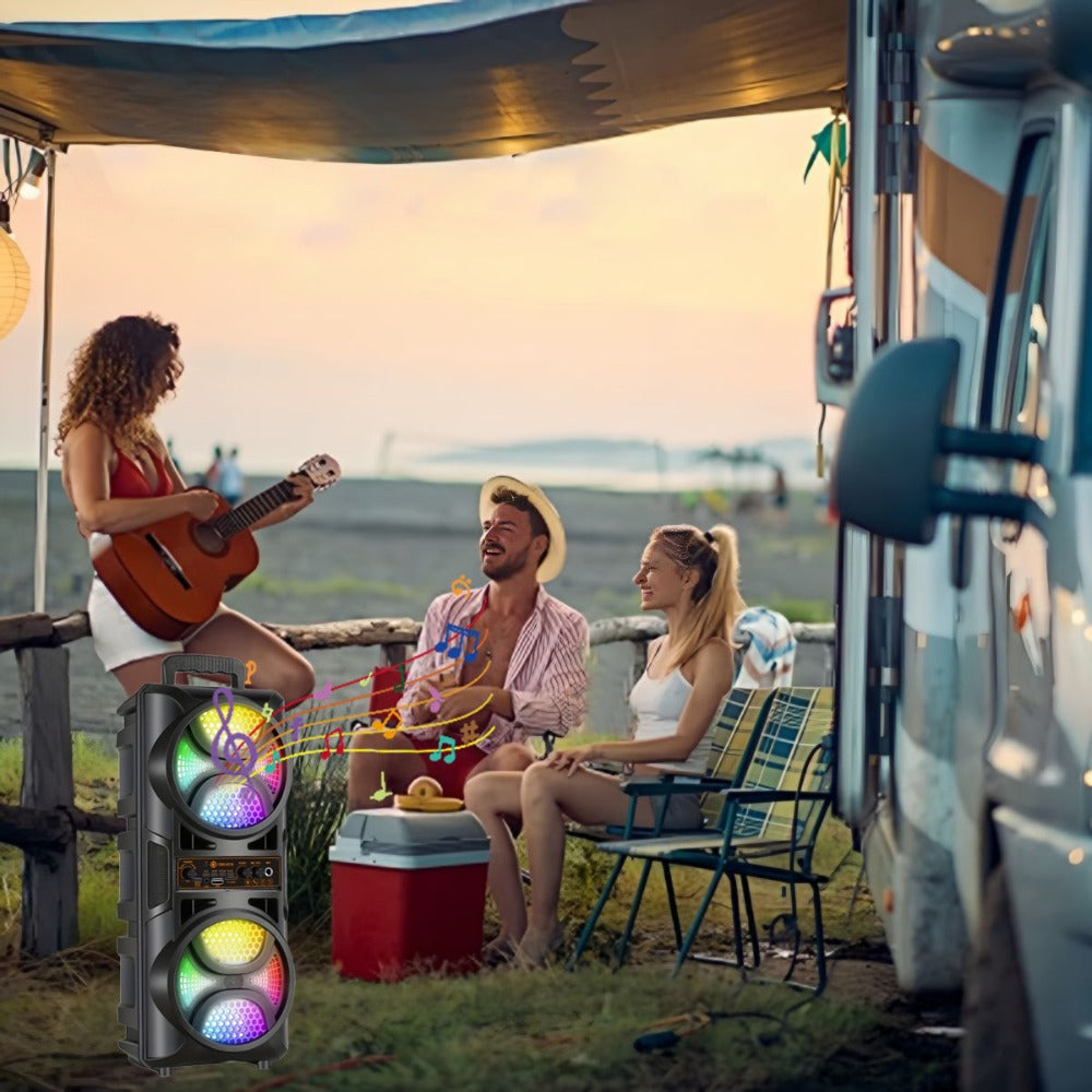 8000W Portable Karaoke Speaker with Subwoofer & Microphone, High-Power Wireless Bluetooth Audio System, TF/USB/AUX/TWS Support, Clear Loud Sound for Camping, Outdoor Parties, Indoor Dancing & Family Gatherings