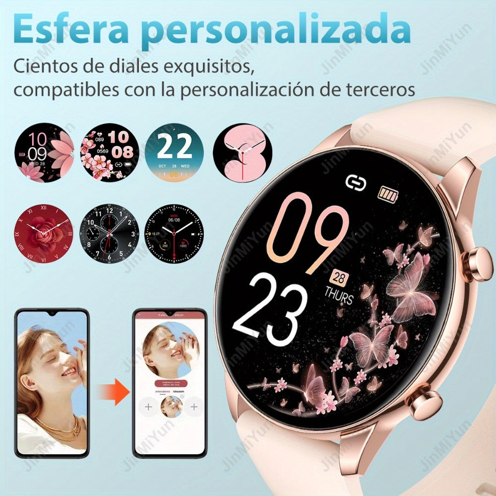 Remote Photo Capture Smartwatch 1.5 Inch Full Touch Screen Wireless Calling Music Playback Multiple Sport Modes Heart Rate Blood Oxygen Sleep Activity Tracker Message Alerts Outdoor Fitness Watch Men Women Black Silver Gold Pink