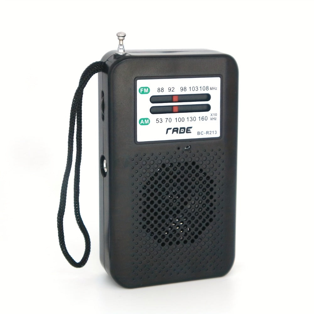 Portable AM FM Radio Battery Powered Handheld with Manual Tuner, Headphone Jack, Built-in Speaker, Adjustable Telescopic Antenna & Wrist Strap for Camping, Travel, Emergency & Outdoor Use