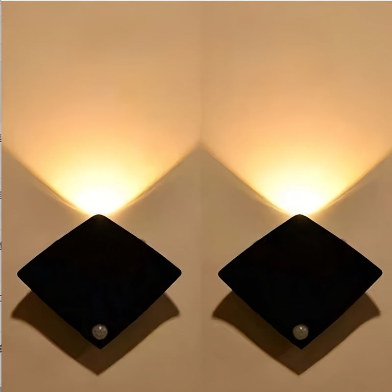 Magnetic LED Motion Sensor Wall Light USB Rechargeable – Wireless Night Light for Hallway, Stairs, Bedroom & Kitchen in White or Warm Light (1, 2 or 4 Pack)