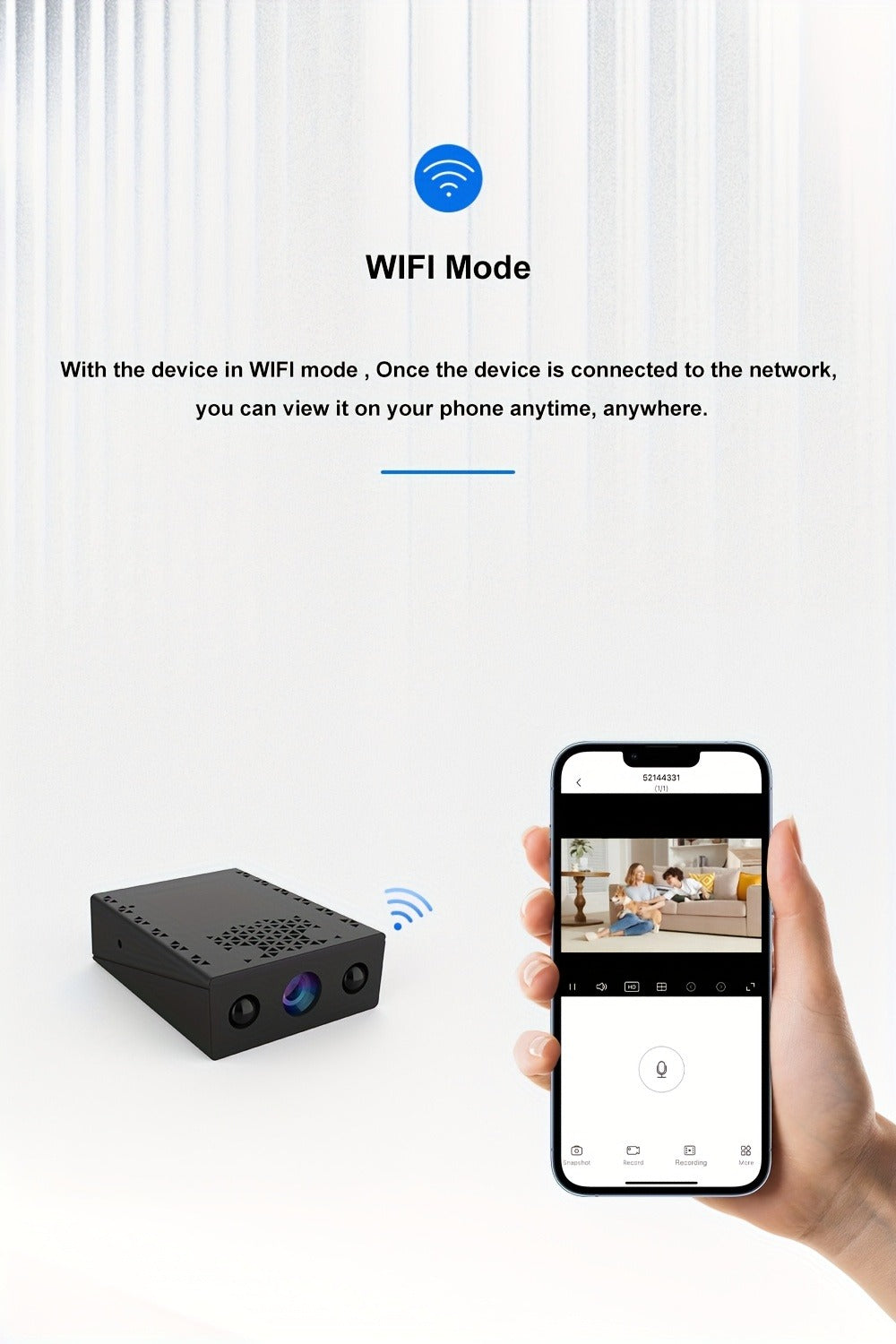 Mini Security Camera No WiFi No Internet Needed, Full HD 1080P Wireless Indoor Camera Built-In AP Hotspot, Night Vision, Motion Detection, Voice Recording, Cloud Storage – Home Garage Baby Pet Monitor