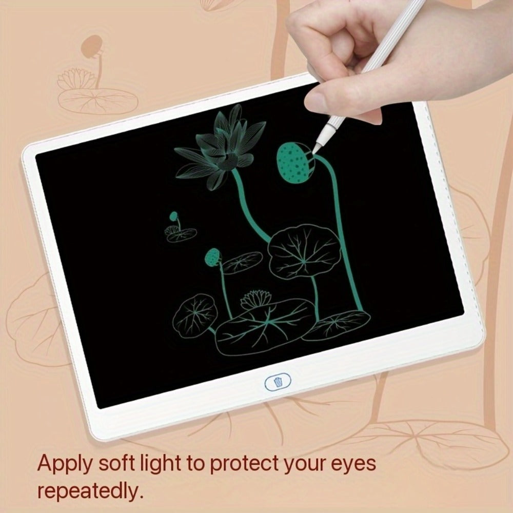 LCD Doodle Board 16 Inch with Stand – Flexible Screen Eye Protection, Portable Educational Drawing Toy for Kids & Adults, Home School Office Travel, White Pink Sky Blue