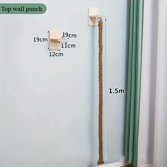 Wall-Mounted Cat Scratching Post with Jute Climbing Rope, Platform and Perch