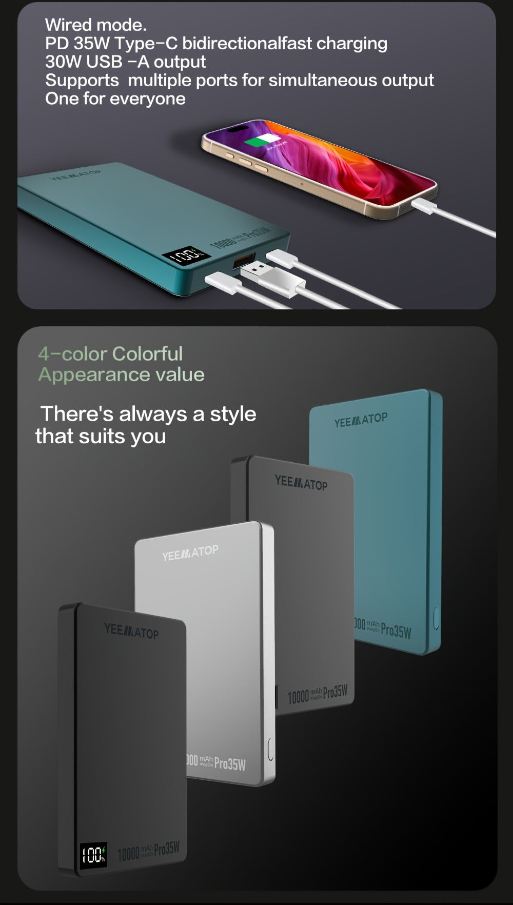 35W USB-C PD Magnetic Power Bank 10000mAh MagSafe Compatible, 30W QC 3.0 Wireless Fast Charging Portable Charger with PPS Support for iPhone 17 16 15 14 13 12 Android Samsung Galaxy