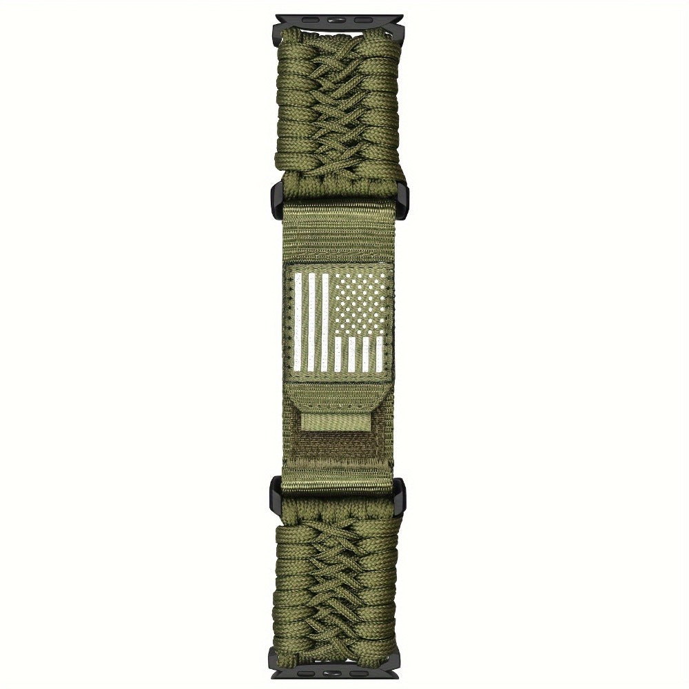 Rugged Nylon Sport Loop Apple Watch Band for Men – Woven Adjustable Strap Compatible with Apple Watch Ultra 3 2 1 Series 11 10 9 8 7 6 5 4 SE 49mm 46mm 45mm 44mm 42mm S M L XL Army Green Black Orange