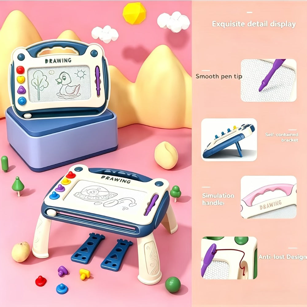 Kids Drawing Board with 4 Stamps 4 Holders and 1 Pen Educational Doodle Board Toy for Boys Girls Toddlers Learning Art Table Desk Birthday Gift