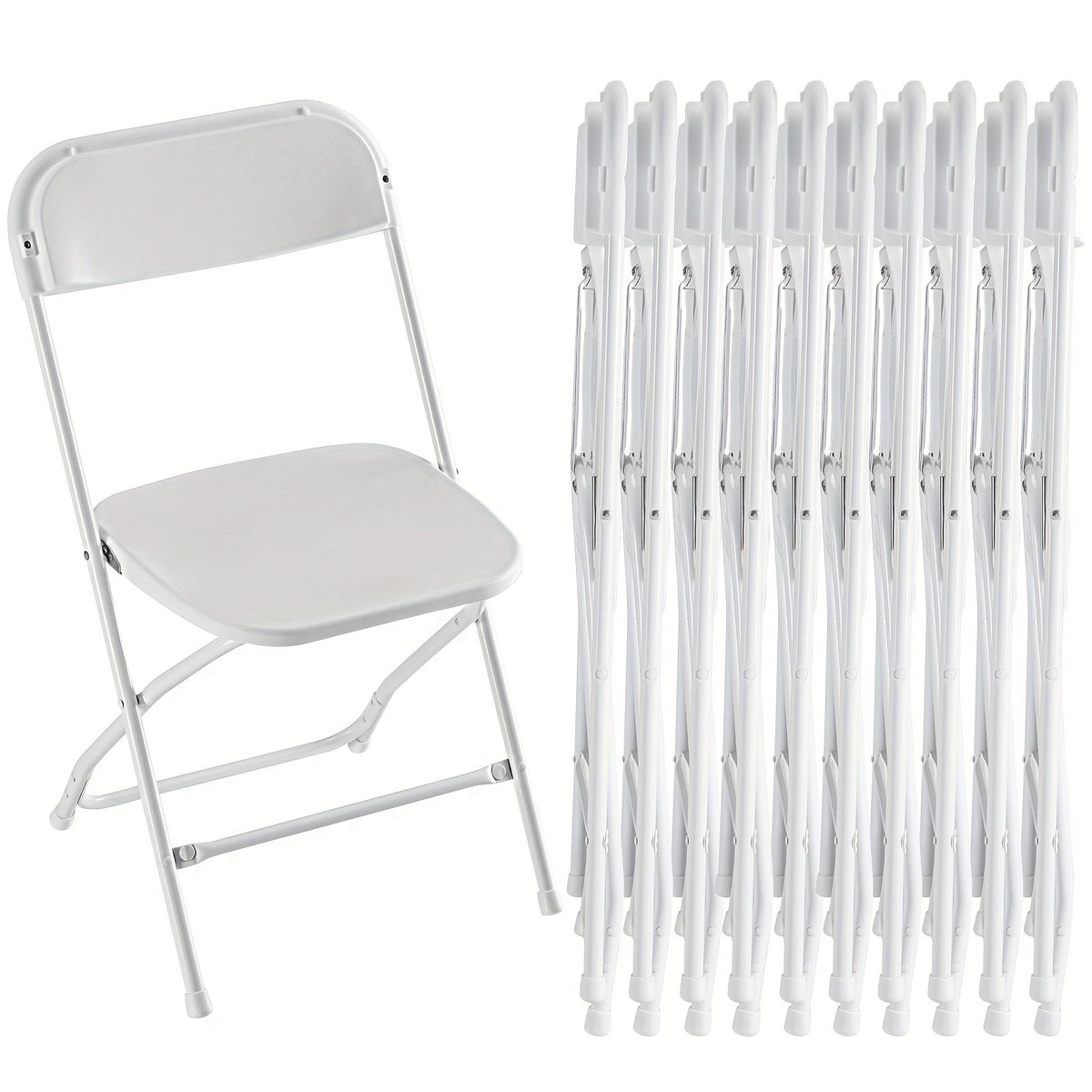 Commercial Folding Chairs Stackable – 350lb Heavy Duty Steel Frame, Weather Resistant Plastic, Indoor & Outdoor Event Seating – White or Black, 4 to 20 Pack for Weddings & Parties