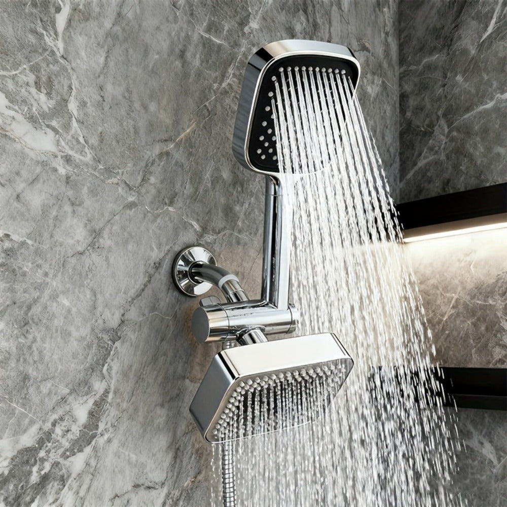 2-in-1 High Pressure Handheld Shower Head Set with Rain Showerhead – Long Hose T-Valve ABS Wall Mount Bathroom Upgrade