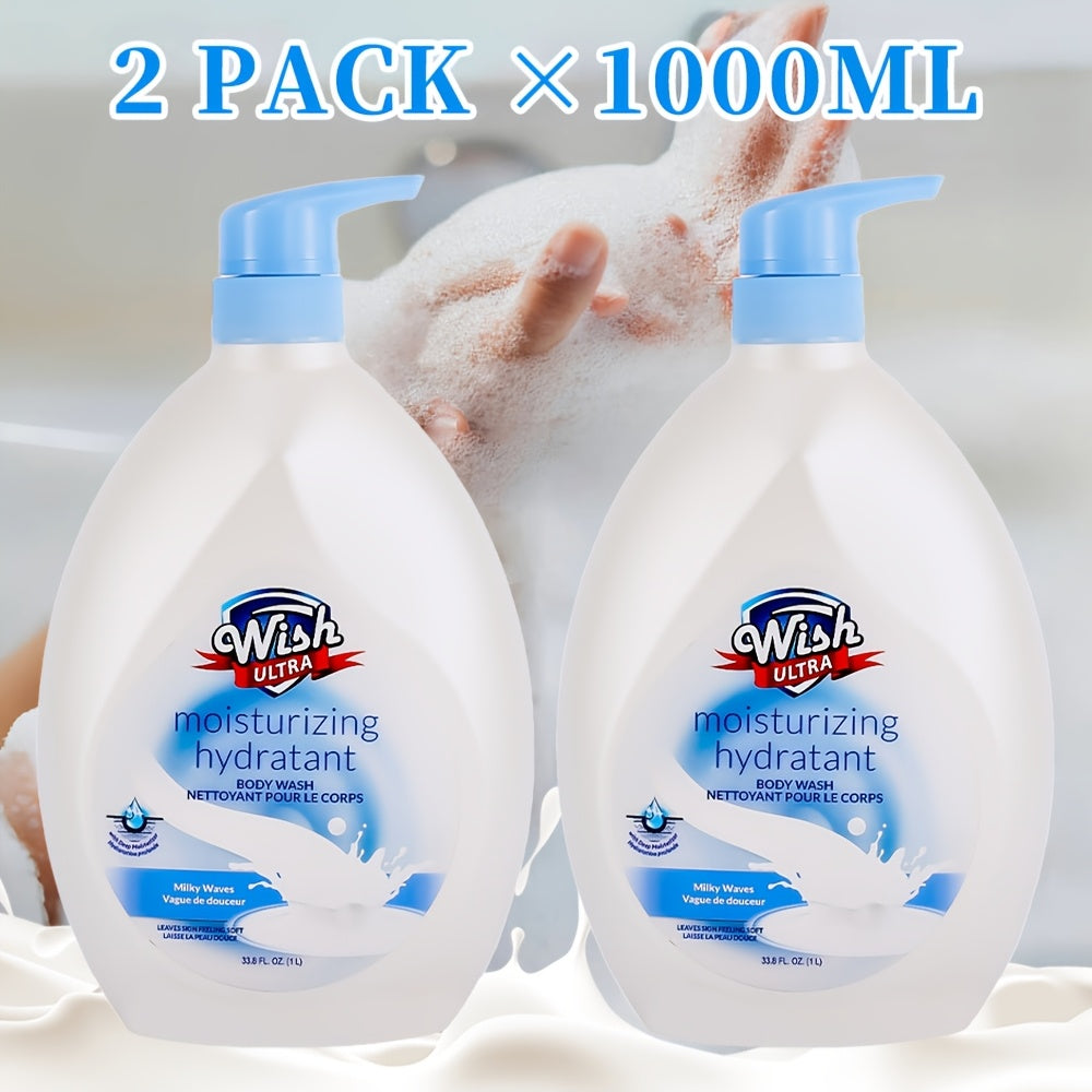 Moisturizing Body Wash 2-Pack 33.8 fl oz Each — Deep Cleansing Shower Gel for Women & Men, Long-Lasting Scent, Hydrating Formula, All Skin Types, Cucumber, Milky, Mango & Peach Fragrances