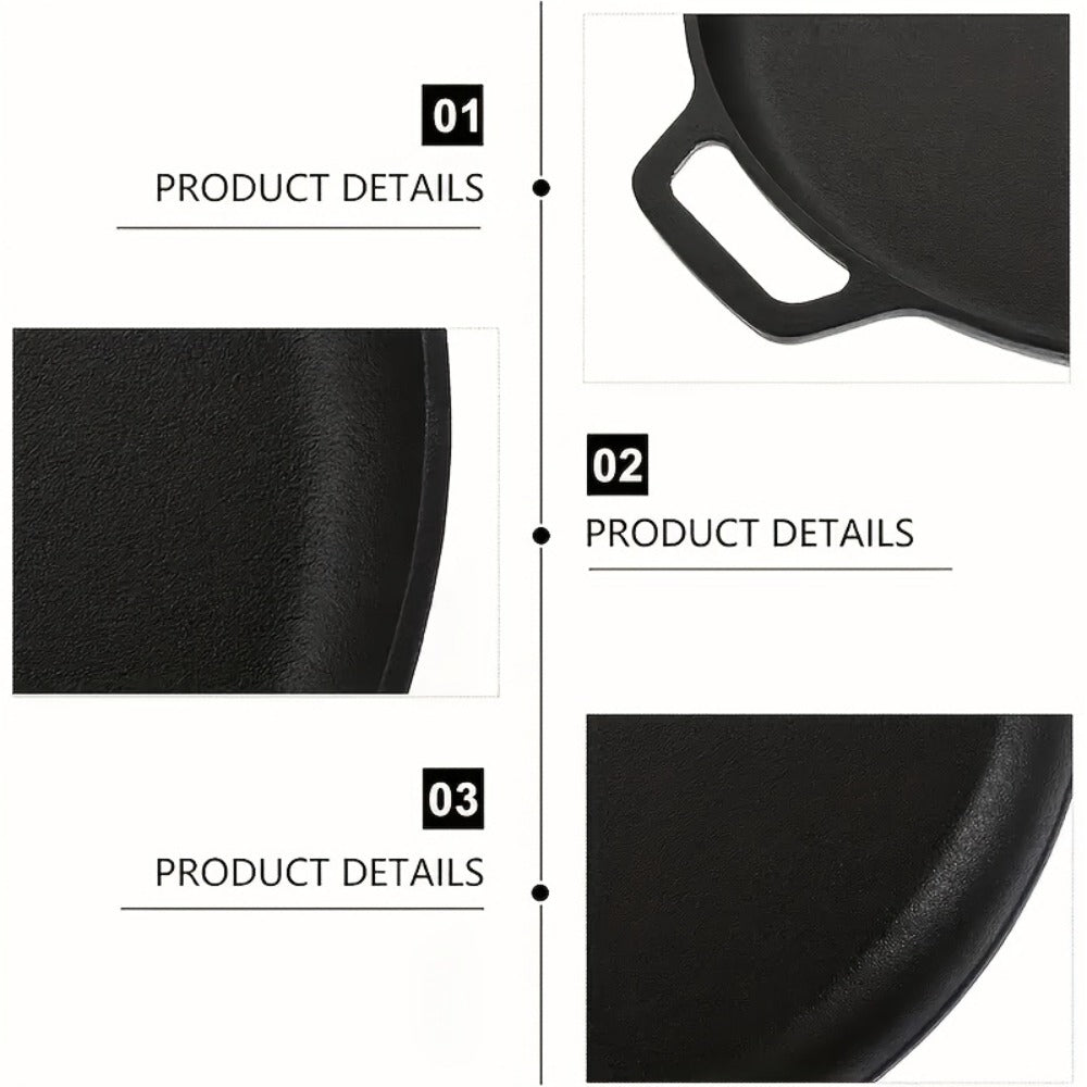 Cast Iron Frying Pan Non-Stick 11 Inch 28cm – Rust-Proof Anti-Deformation Even Heating | Oven & Induction Safe Skillet for Pizza Barbecue & Camping | Durable Cast Iron Pan Single or 2-Pack